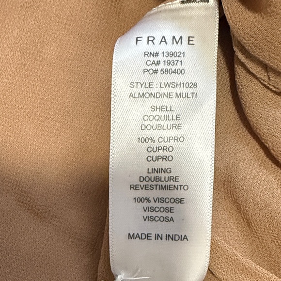 Frame Denim Blush Tan Polka Dot Peasant Long Sleeve Blouse - Picture 4 of 9